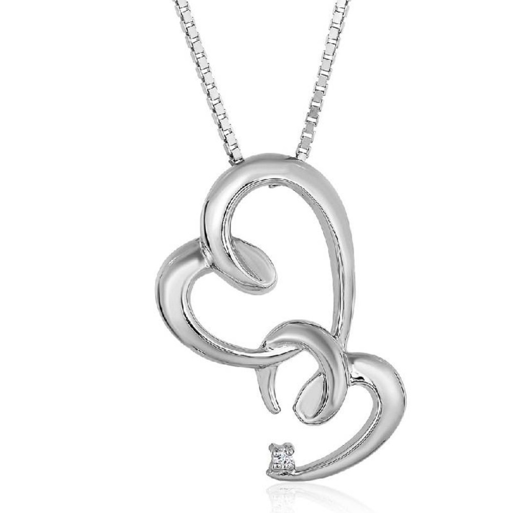 925 Double Heart Diamond Necklace